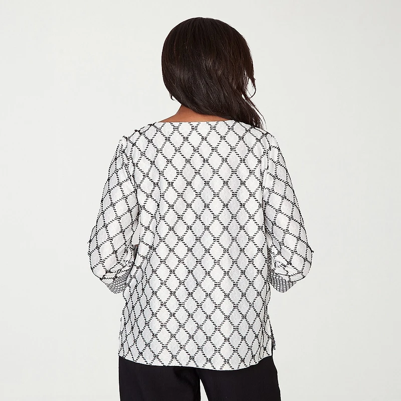 Alfred Dunner Crowd Pleaser Womens U Neck 3/4 Sleeve T-Shirt