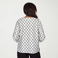 Alfred Dunner Crowd Pleaser Womens U Neck 3/4 Sleeve T-Shirt