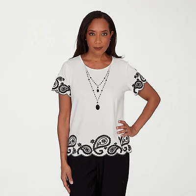 Alfred Dunner Crowd Pleaser Womens Crew Neck Short Sleeve T-Shirt