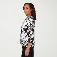Alfred Dunner Crowd Pleaser Womens V Neck 3/4 Sleeve T-Shirt