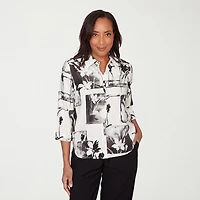 Alfred Dunner Crowd Pleaser Womens 3/4 Sleeve Blouse