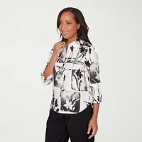 Alfred Dunner Crowd Pleaser Womens 3/4 Sleeve Blouse