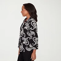 Alfred Dunner Crowd Pleaser Womens 3/4 Sleeve Embroidered Blouse