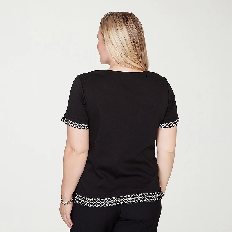 Alfred Dunner Crowd Pleaser Womens Crew Neck Short Sleeve T-Shirt