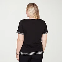 Alfred Dunner Crowd Pleaser Womens Crew Neck Short Sleeve T-Shirt