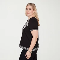 Alfred Dunner Crowd Pleaser Womens Crew Neck Short Sleeve T-Shirt