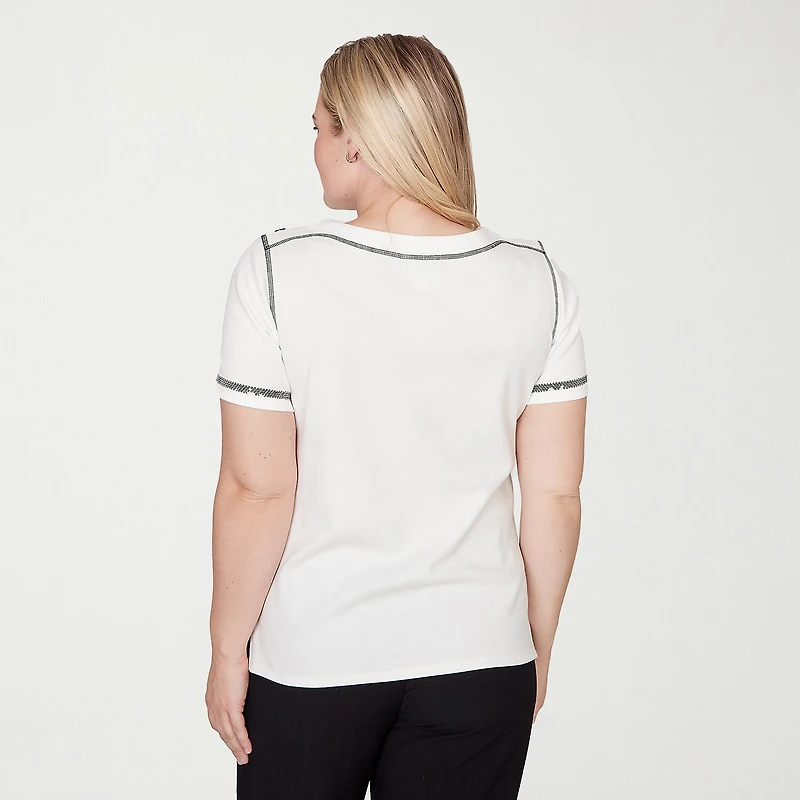 Alfred Dunner Crowd Pleaser Womens Crew Neck Short Sleeve T-Shirt