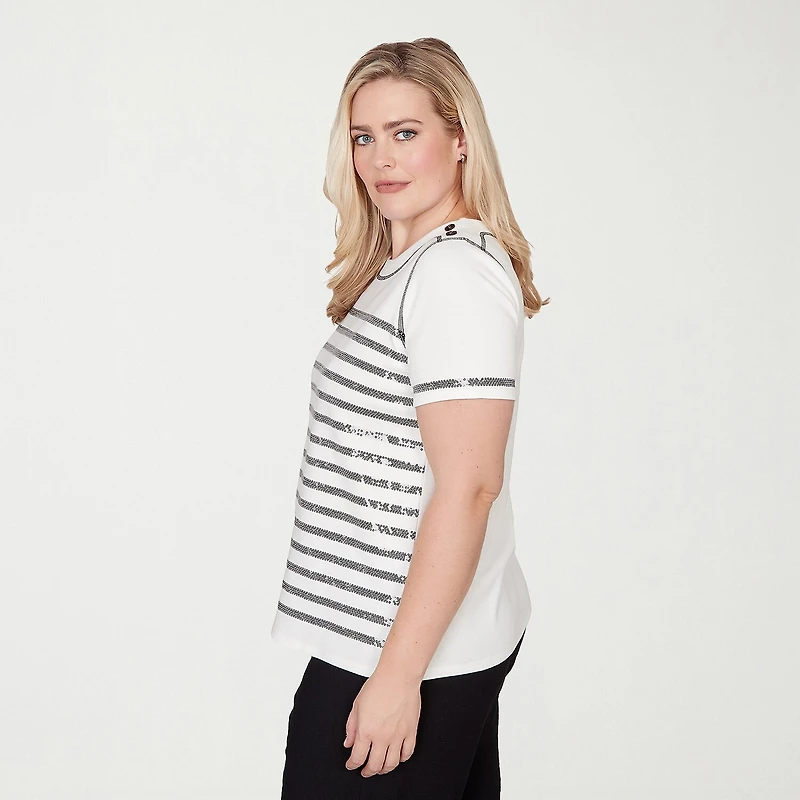 Alfred Dunner Crowd Pleaser Womens Crew Neck Short Sleeve T-Shirt