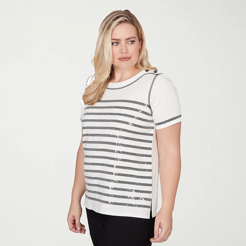 Alfred Dunner Crowd Pleaser Womens Crew Neck Short Sleeve T-Shirt