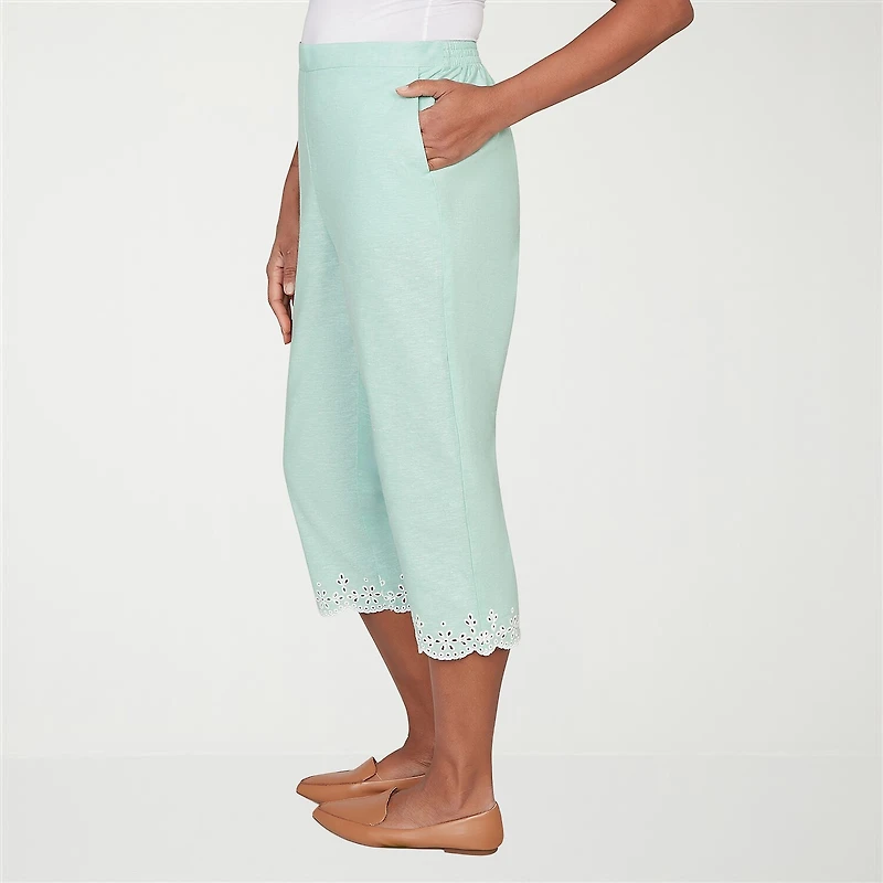 Alfred Dunner Caribbean Blues Womens Misses Short Straight Capri Pant