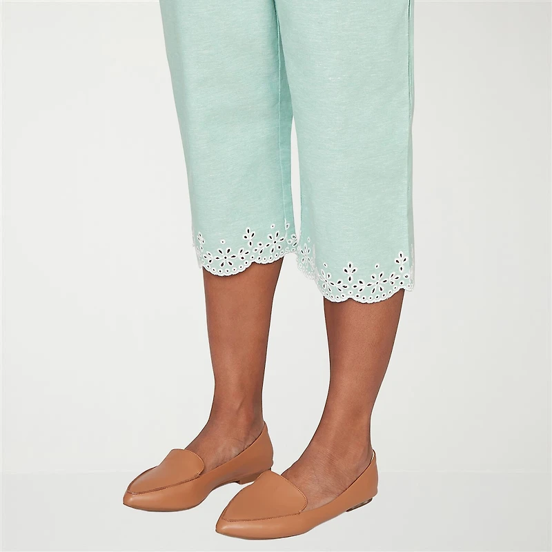 Alfred Dunner Caribbean Blues Womens Misses Short Straight Capri Pant