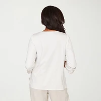 Alfred Dunner Natural Wonder Womens Crew Neck 3/4 Sleeve T-Shirt