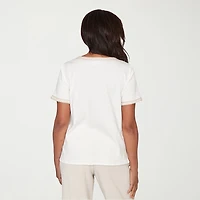 Alfred Dunner Natural Wonder Womens Crew Neck Short Sleeve T-Shirt