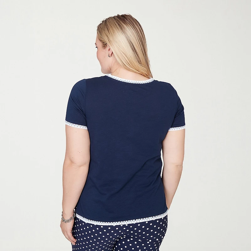Alfred Dunner Port Side Womens Crew Neck Short Sleeve T-Shirt