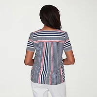 Alfred Dunner Port Side Womens V Neck Short Sleeve T-Shirt