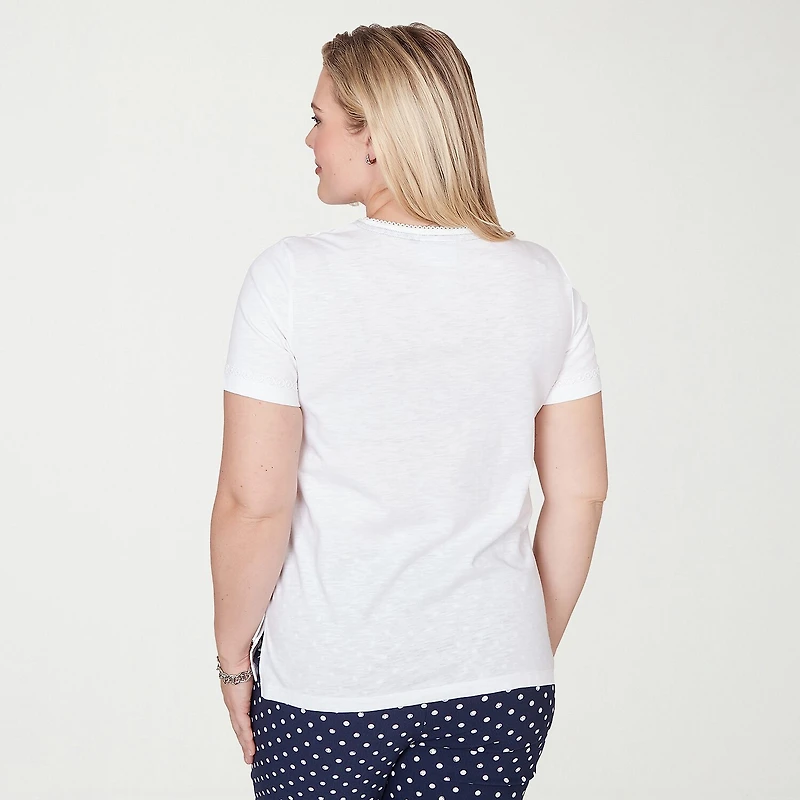 Alfred Dunner Port Side Womens Square Neck Short Sleeve T-Shirt