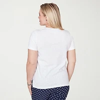 Alfred Dunner Port Side Womens Square Neck Short Sleeve T-Shirt