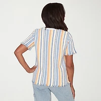 Alfred Dunner Out Of The Blue Womens Crew Neck Short Sleeve T-Shirt