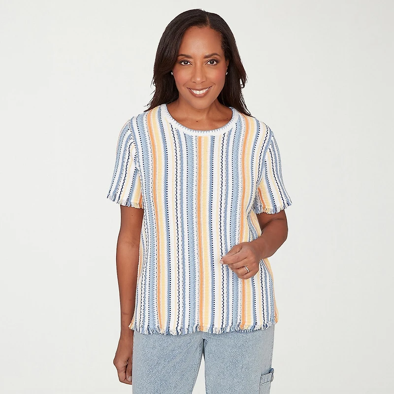Alfred Dunner Out Of The Blue Womens Crew Neck Short Sleeve T-Shirt