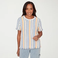 Alfred Dunner Out Of The Blue Womens Crew Neck Short Sleeve T-Shirt