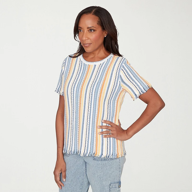 Alfred Dunner Out Of The Blue Womens Crew Neck Short Sleeve T-Shirt