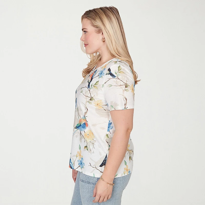 Alfred Dunner Out Of The Blue Womens V Neck Short Sleeve T-Shirt