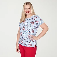 Alfred Dunner Lady Liberty Womens Crew Neck Short Sleeve T-Shirt