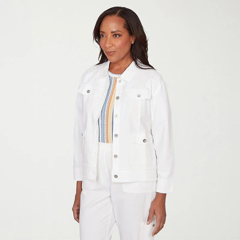 Alfred Dunner Out Of The Blue Womens Lightweight Shirt Jacket