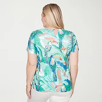 Alfred Dunner Resort Living Womens V Neck Short Sleeve T-Shirt