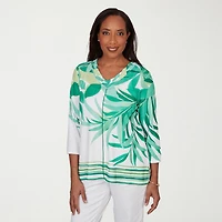 Alfred Dunner Resort Living Womens V Neck 3/4 Sleeve T-Shirt