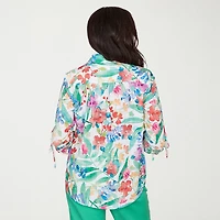 Alfred Dunner Resort Living Womens 3/4 Sleeve Blouse