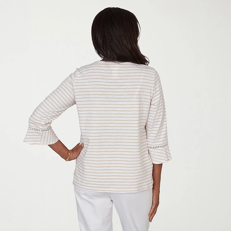 Alfred Dunner Resort Living Womens Crew Neck 3/4 Sleeve T-Shirt