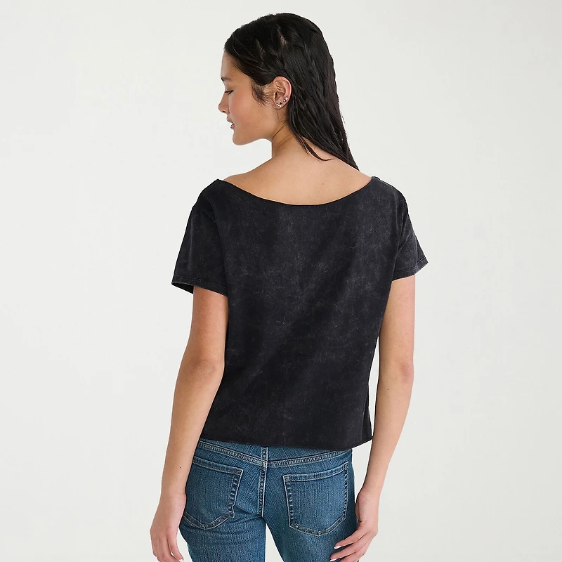 AEROPOSTALE Womens Juniors Boat Neck Short Sleeve Regular Fit Graphic T-Shirt