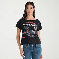 AEROPOSTALE Womens Juniors Boat Neck Short Sleeve Regular Fit Graphic T-Shirt
