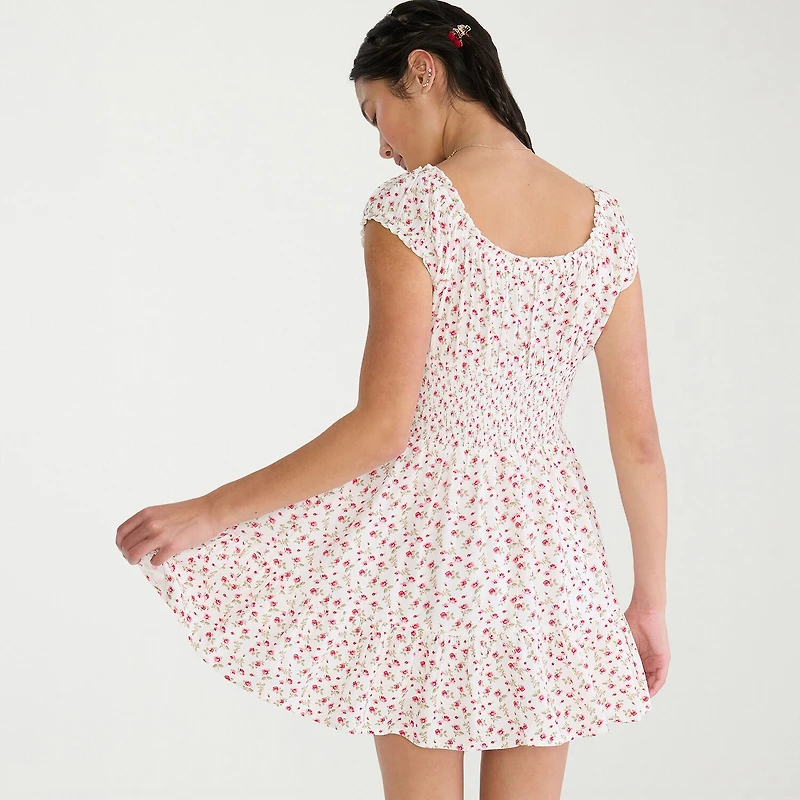 AEROPOSTALE Womens Juniors Keyhole Neck Short Sleeve Cap Fit + Flare Dress