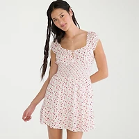 AEROPOSTALE Womens Juniors Keyhole Neck Short Sleeve Cap Fit + Flare Dress
