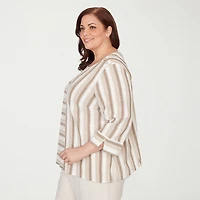 Alfred Dunner Natural Wonder Womens Plus Crew Neck 3/4 Sleeve Blouse