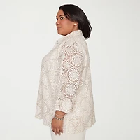 Alfred Dunner Natural Wonder Womens Plus 3/4 Sleeve Layered Top