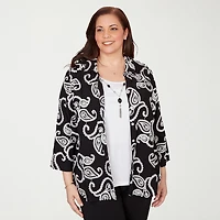 Alfred Dunner Crowd Pleaser Womens Plus 3/4 Sleeve Layered Top