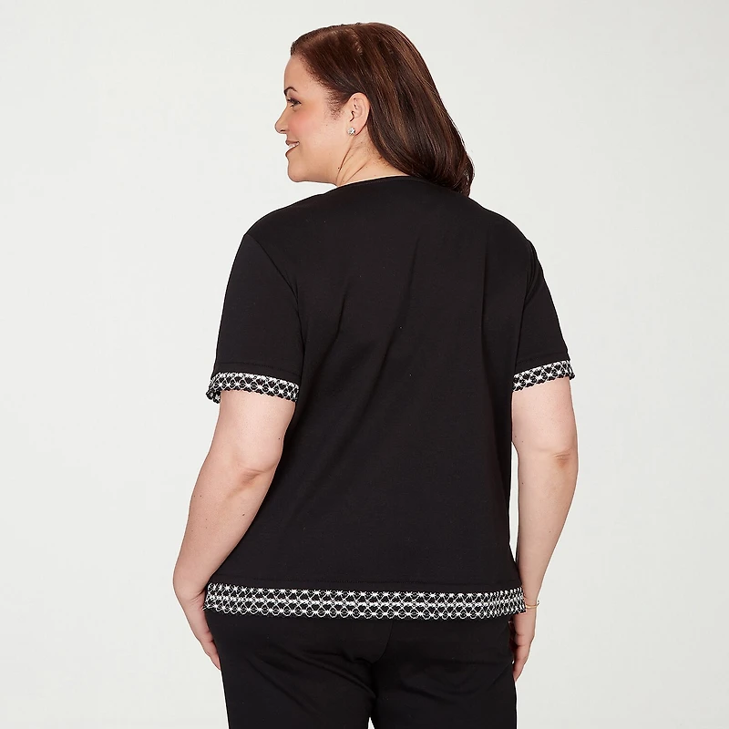 Alfred Dunner Crowd Pleaser Womens Plus Crew Neck Short Sleeve T-Shirt