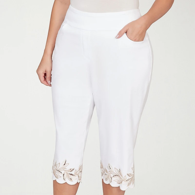Alfred Dunner Natural Wonder Womens Plus Straight Capri Pant