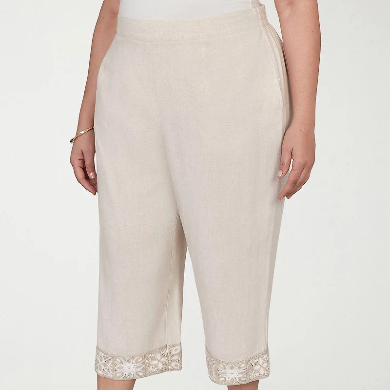 Alfred Dunner Natural Wonder Womens Plus Straight Mid Rise Capri Pant