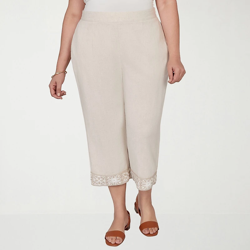 Alfred Dunner Natural Wonder Womens Plus Straight Mid Rise Capri Pant