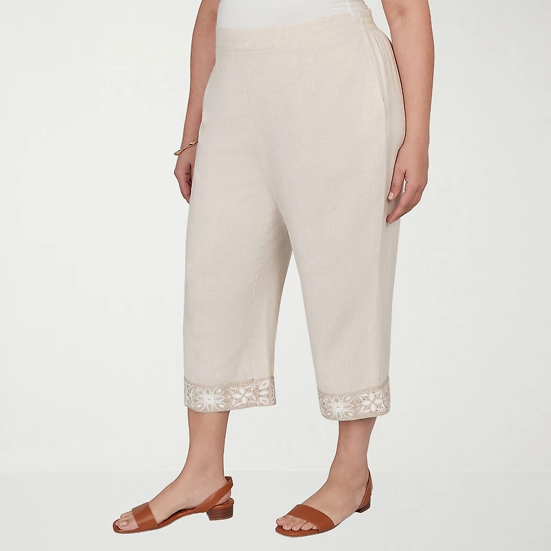 Alfred Dunner Natural Wonder Womens Plus Straight Mid Rise Capri Pant