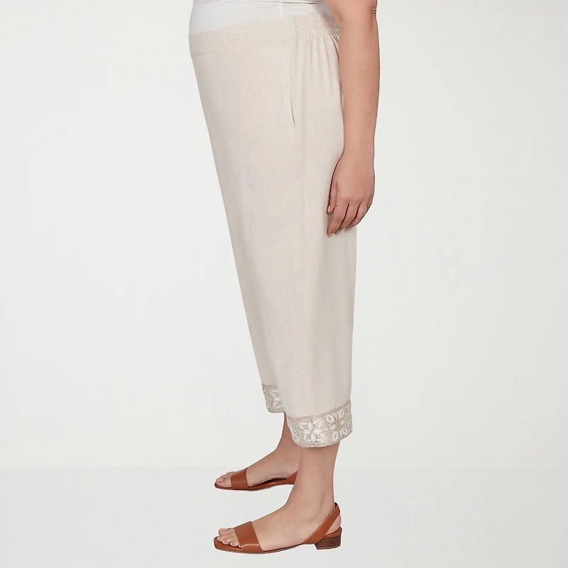 Alfred Dunner Natural Wonder Womens Plus Straight Mid Rise Capri Pant