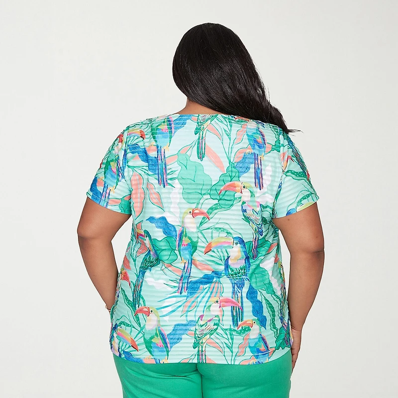 Alfred Dunner Resort Living Womens Plus Short Sleeve T-Shirt