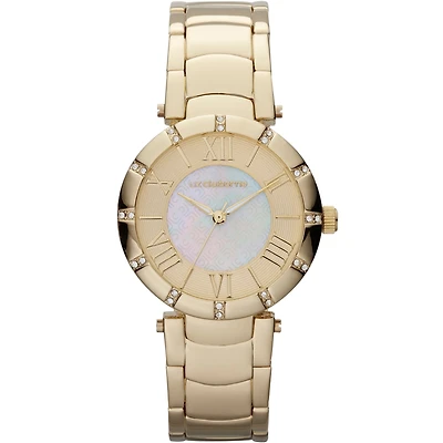 Liz Claiborne® Womens Gold-Tone Mother-of-Pearl Bracelet Watch