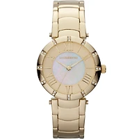 Liz Claiborne® Womens Gold-Tone Mother-of-Pearl Bracelet Watch