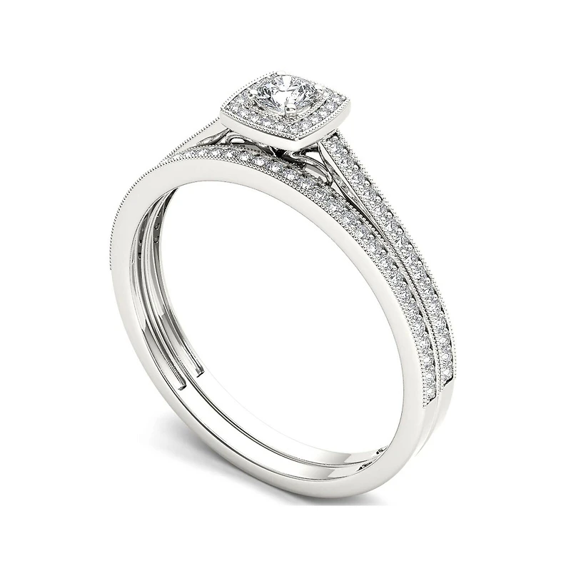 1/3 CT.T.W. Natural Diamond 10K White Gold Engagement Ring