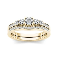 1 CT.T.W. Natural Diamond 14K Yellow Gold Bridal Ring Set